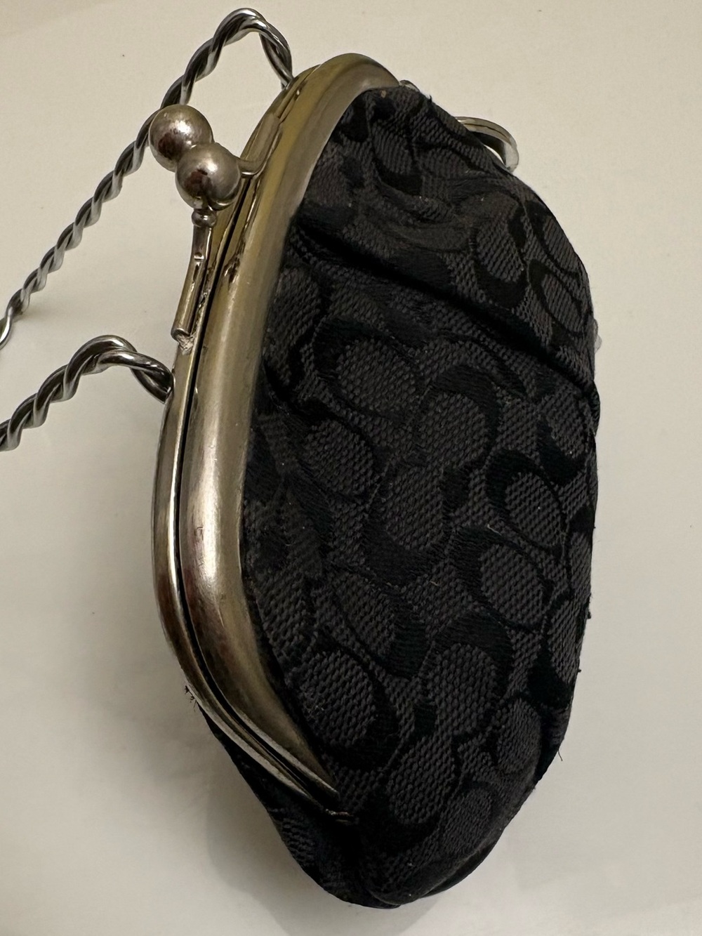 Vintage Y2K Coach Mini Signature Kiss Lock Frame Pouch Coin Purse Key Chain - Picture 5 of 6